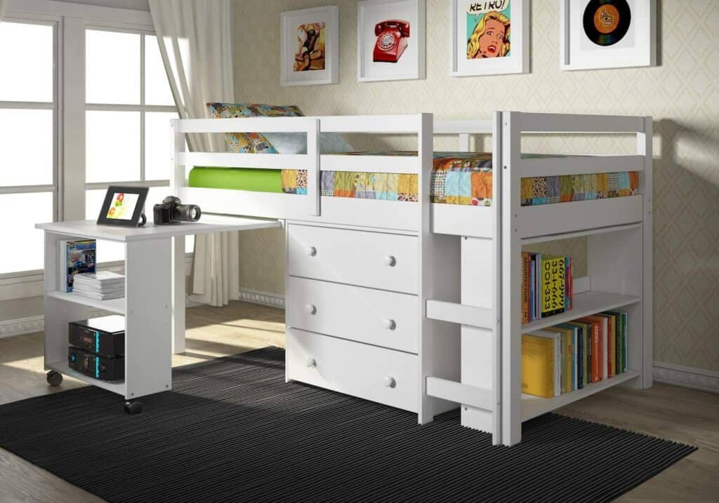 Donco Kids Low Study Loft Bed with Desk