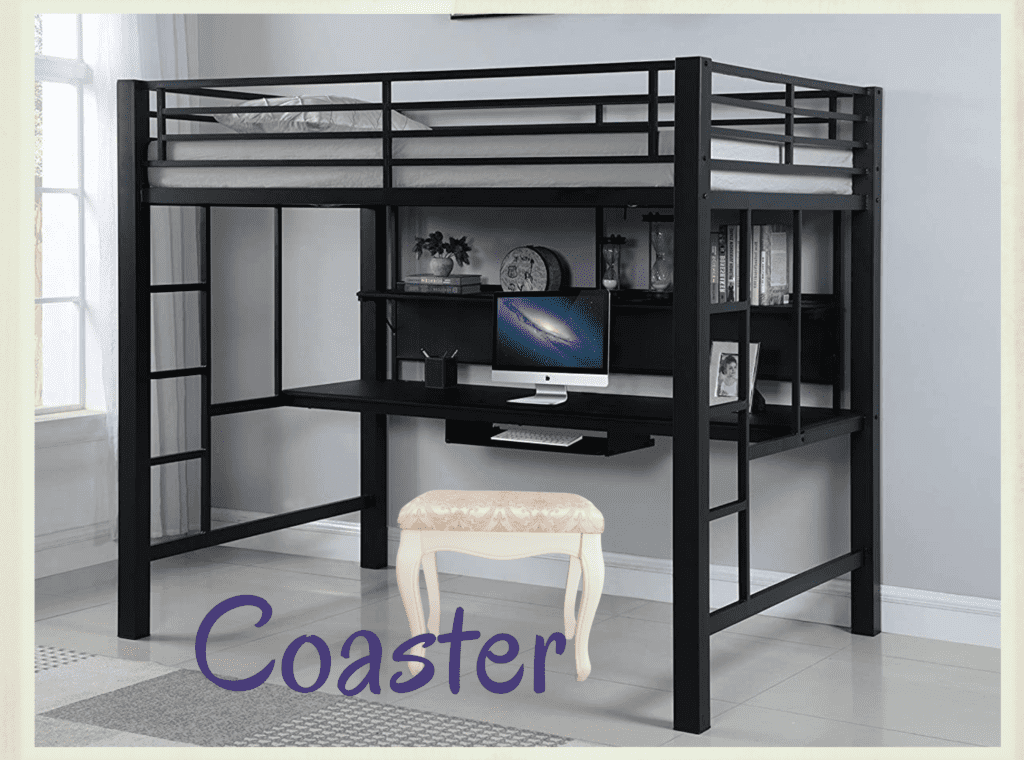 COASTER Avalon Full Workstation Loft Bed Black