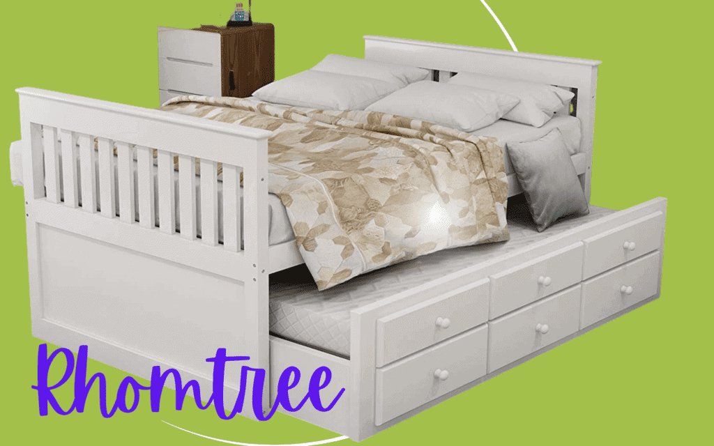 Rhomtree Twin Bed with Trundle and Drawers