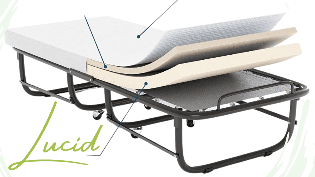 LUCID Folding Bed with Memory Foam Mattress - Fold and Hide Away for Easy Storage